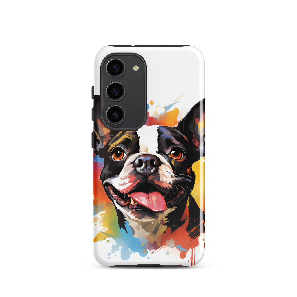 Colorful Playful Boston Terrier Dog Splash Art Tough case for Samsung