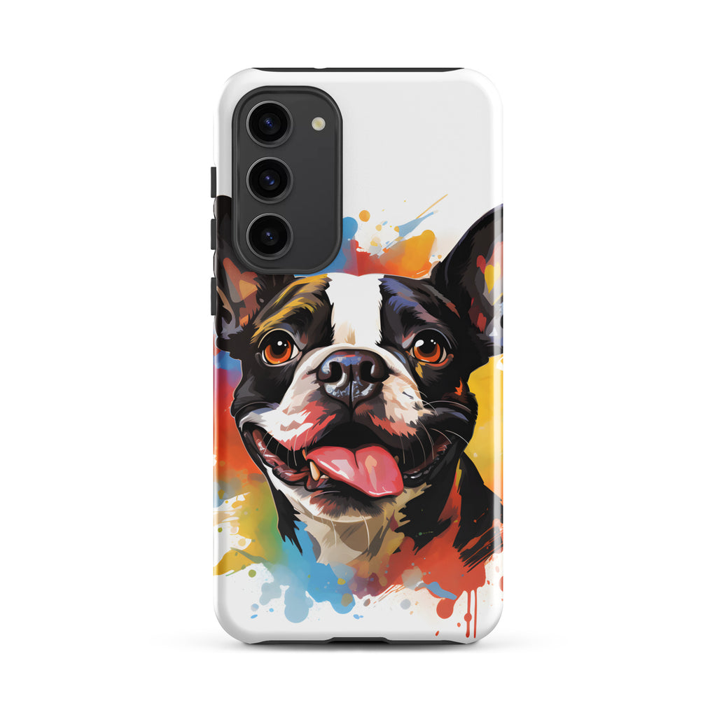 Colorful Playful Boston Terrier Dog Splash Art Tough case for Samsung