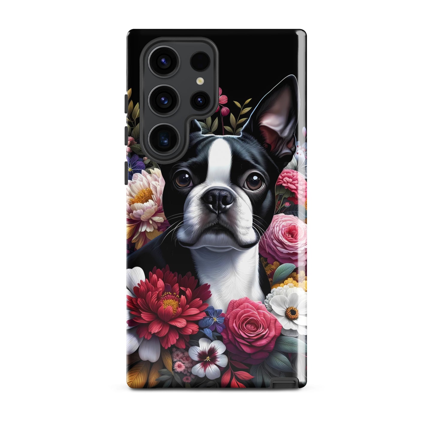 Floral Boston Terrier Dog Tough case for Samsung
