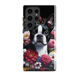Floral Boston Terrier Dog Tough case for Samsung