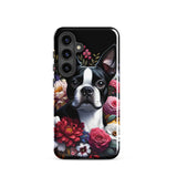Floral Boston Terrier Dog Tough case for Samsung