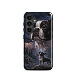 Storm Guardian – Majestic Boston Terrier Night Art Tough Case for Samsung . Glossy Samsung Galaxy S24
