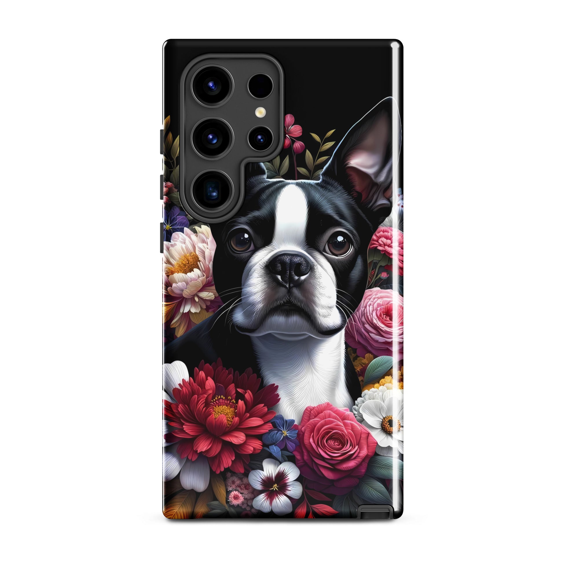 Floral Boston Terrier Dog Tough case for Samsung