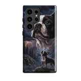 Storm Guardian – Majestic Boston Terrier Night Art Tough Case for Samsung . Glossy Samsung Galaxy S24 Ultra