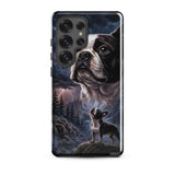 Storm Guardian – Majestic Boston Terrier Night Art Tough Case for Samsung . Glossy Samsung Galaxy S25 Ultra