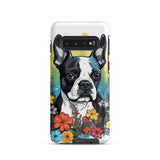 Boston Terrier Surrounded By Flowers Tough case for Samsung