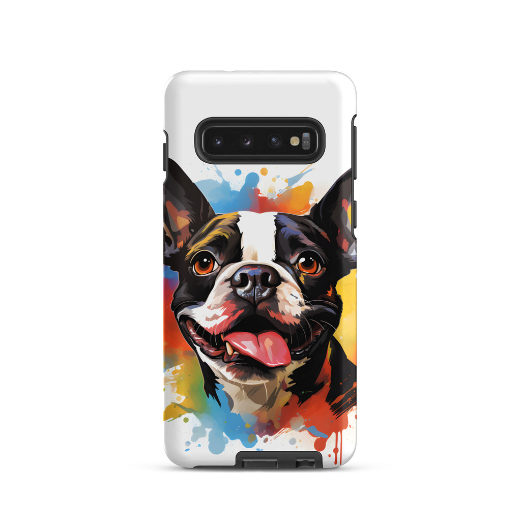 Colorful Playful Boston Terrier Dog Splash Art Tough case for Samsung