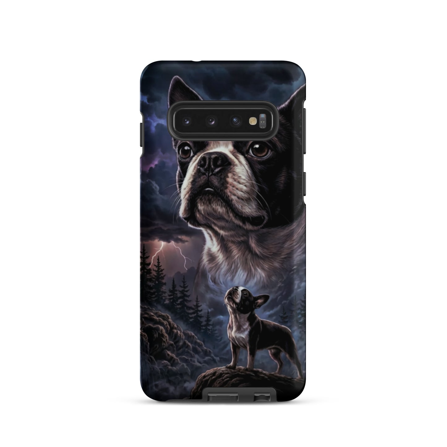 Storm Guardian – Majestic Boston Terrier Night Art Tough Case for Samsung . Matte Samsung Galaxy S10
