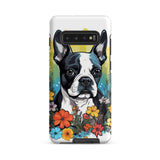 Boston Terrier Surrounded By Flowers Tough case for Samsung