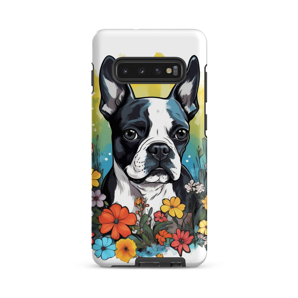 Boston Terrier Surrounded By Flowers Tough case for Samsung
