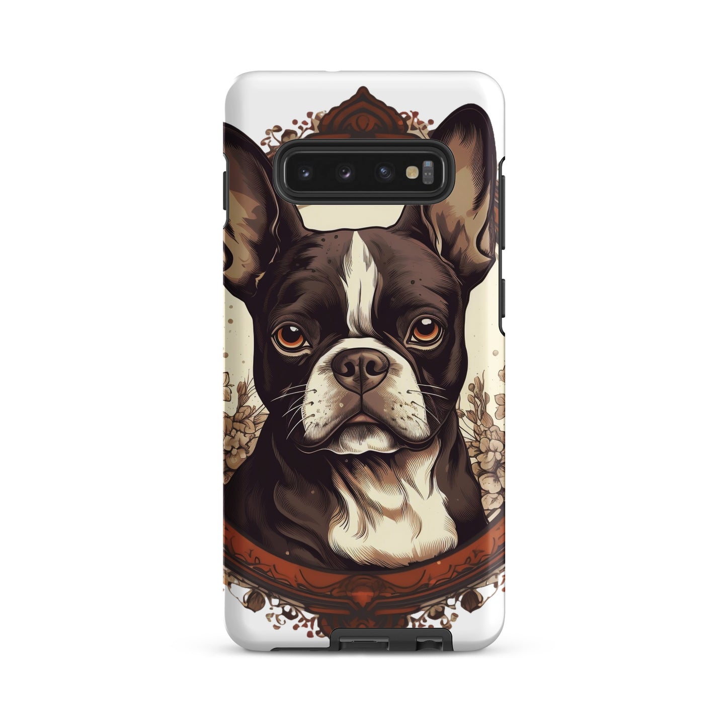 Vintage-Inspired Red Brown Boston Terrier Tough case for Samsung . Matte Samsung Galaxy S10 Plus