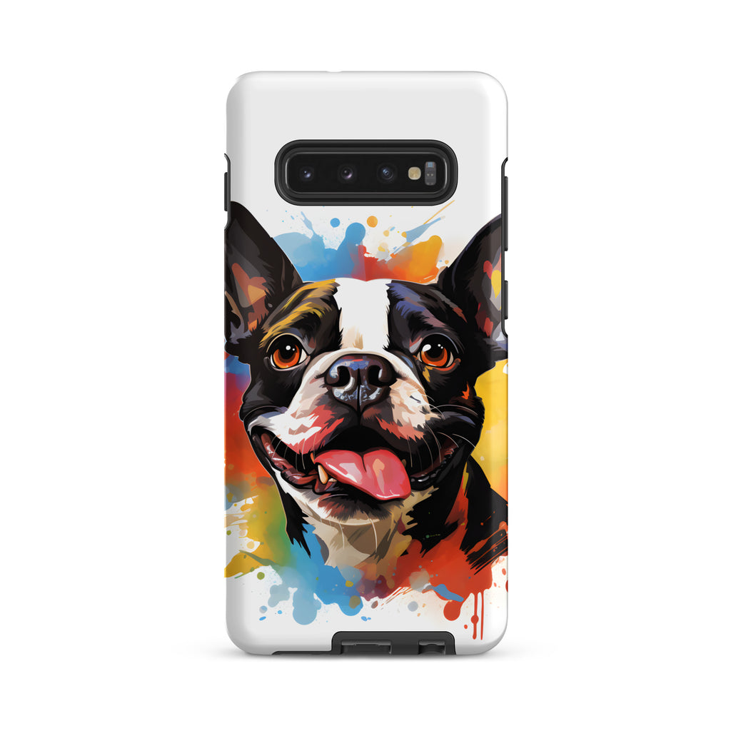 Colorful Playful Boston Terrier Dog Splash Art Tough case for Samsung