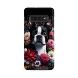 Floral Boston Terrier Dog Tough case for Samsung