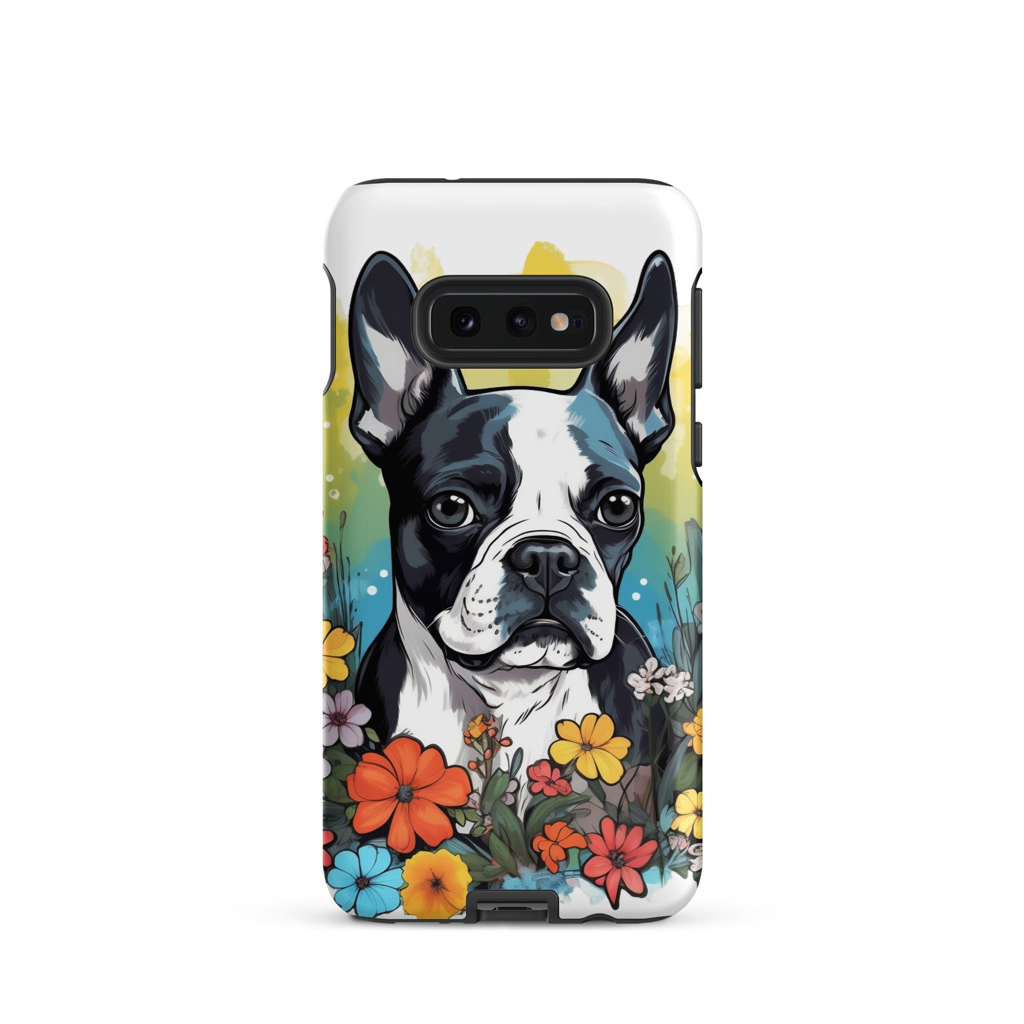 Boston Terrier Surrounded By Flowers Tough case for Samsung