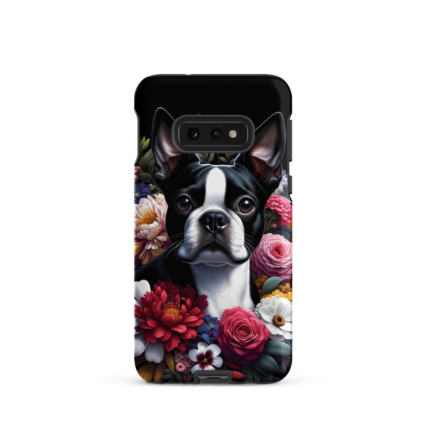 Floral Boston Terrier Dog Tough case for Samsung