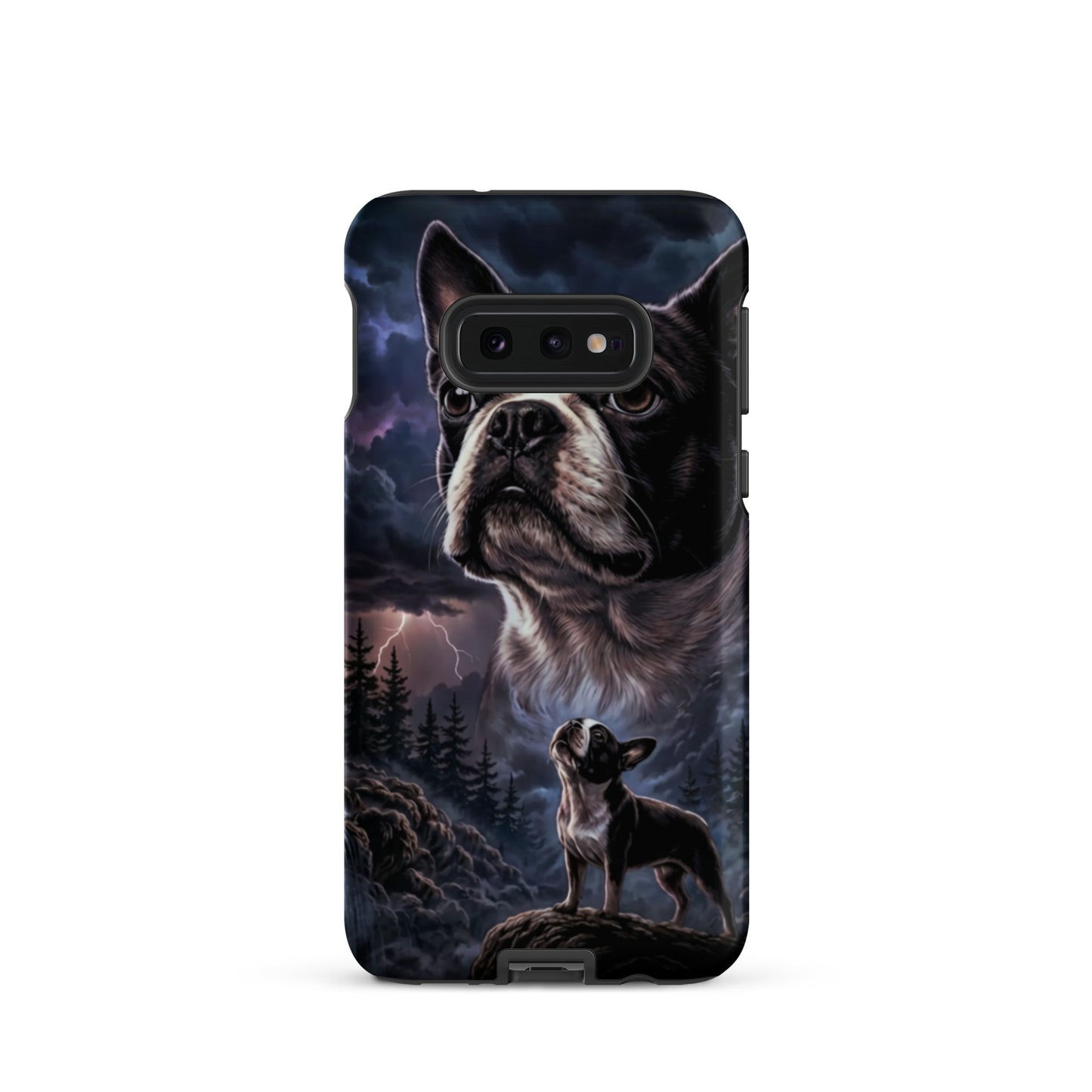 Storm Guardian – Majestic Boston Terrier Night Art Tough Case for Samsung . Matte Samsung Galaxy S10e