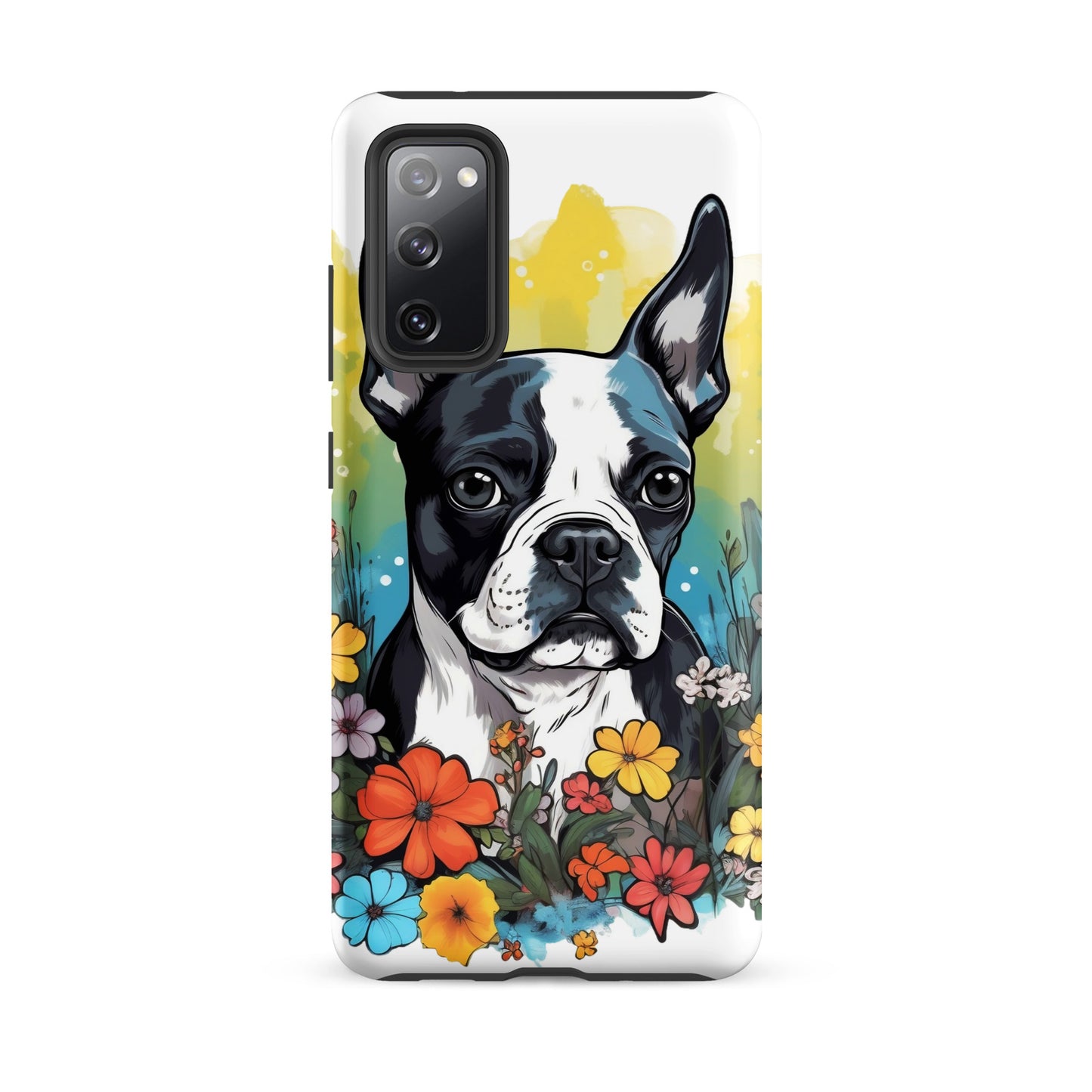 Boston Terrier Surrounded By Flowers Tough case for Samsung