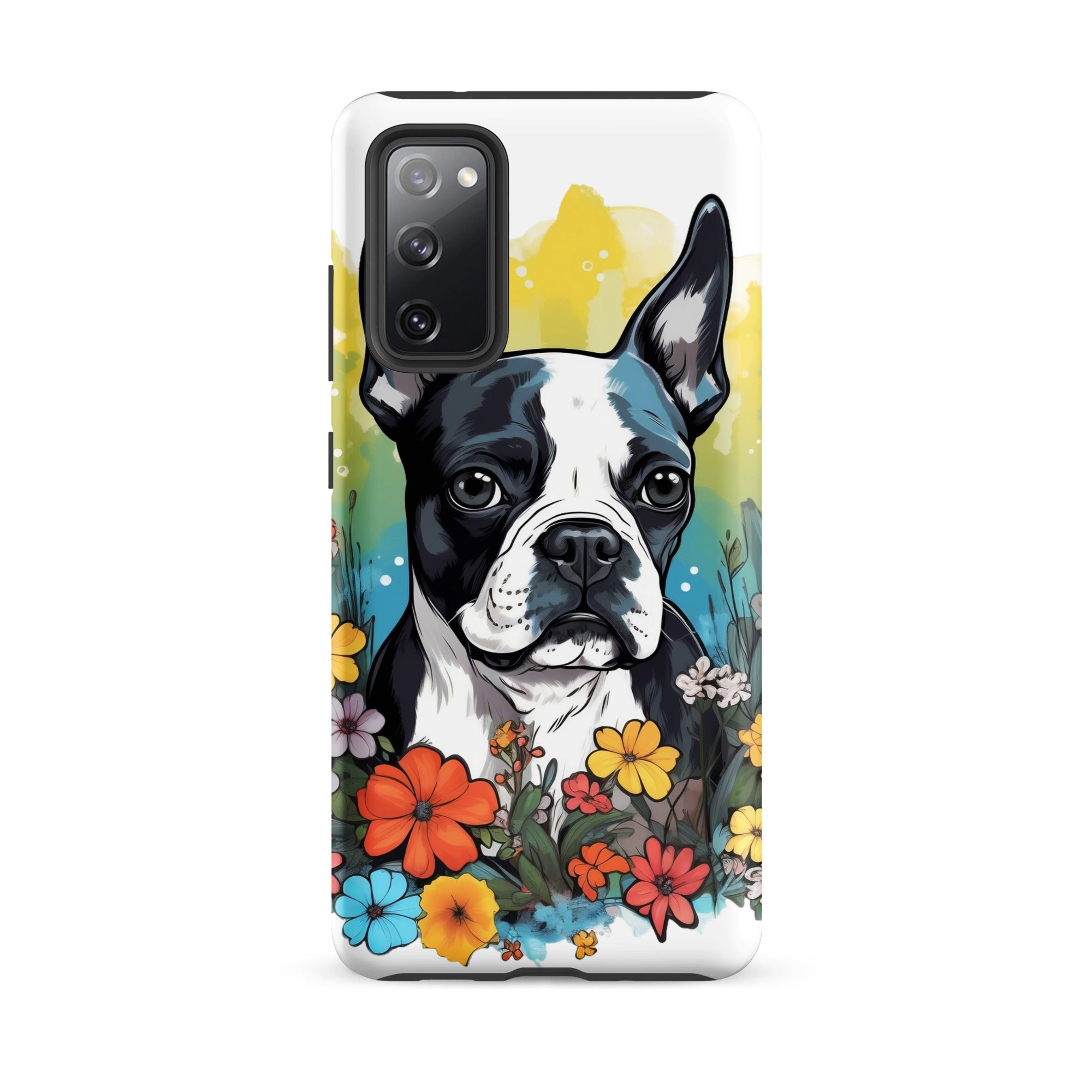 Boston Terrier Surrounded By Flowers Tough case for Samsung