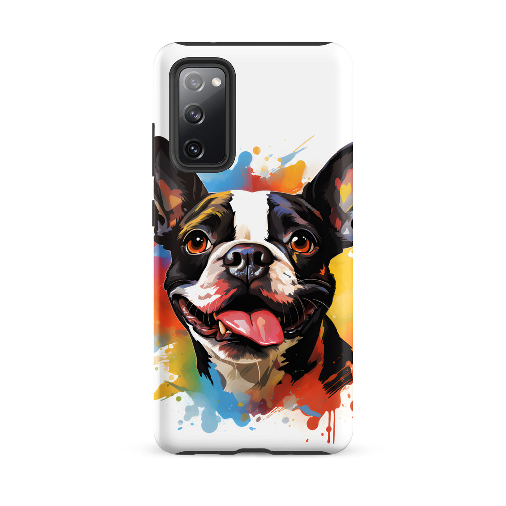 Colorful Playful Boston Terrier Dog Splash Art Tough case for Samsung