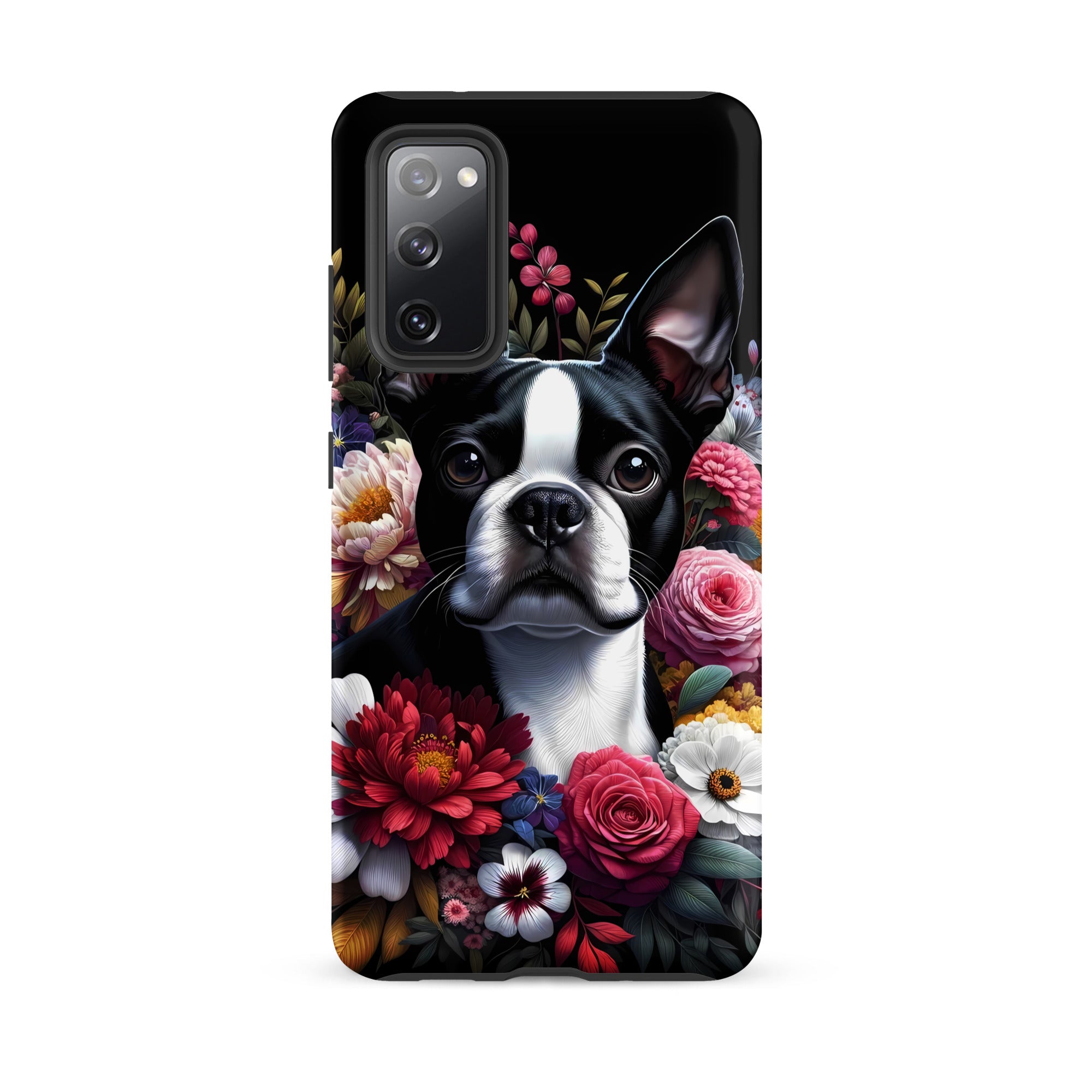 Floral Boston Terrier Dog Tough case for Samsung