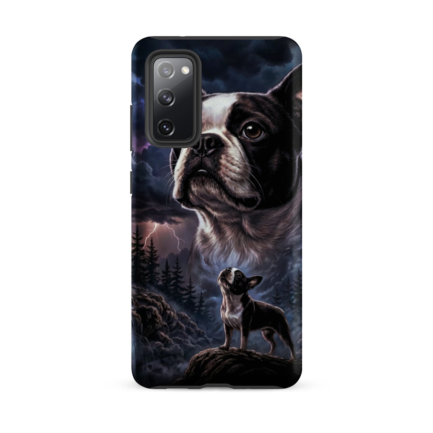 Storm Guardian – Majestic Boston Terrier Night Art Tough Case for Samsung . Matte Samsung Galaxy S20 FE