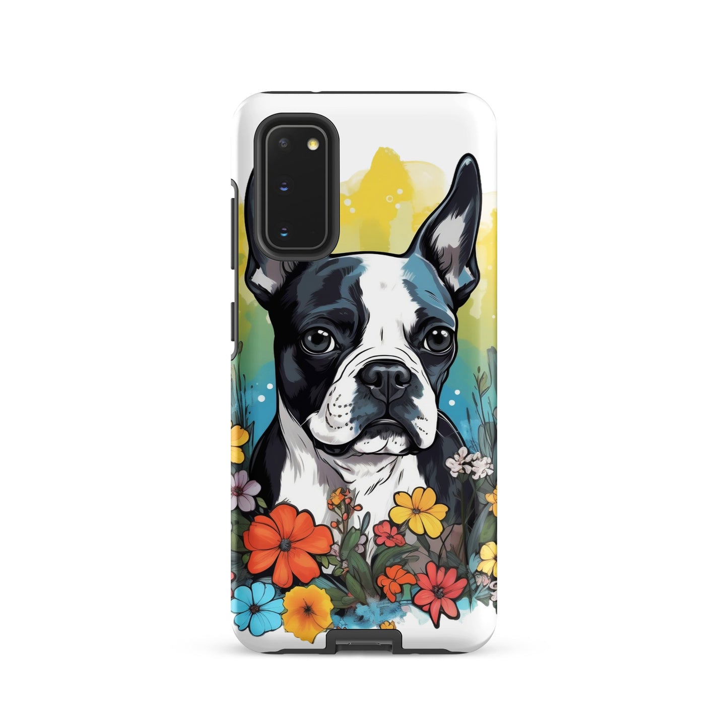 Boston Terrier Surrounded By Flowers Tough case for Samsung