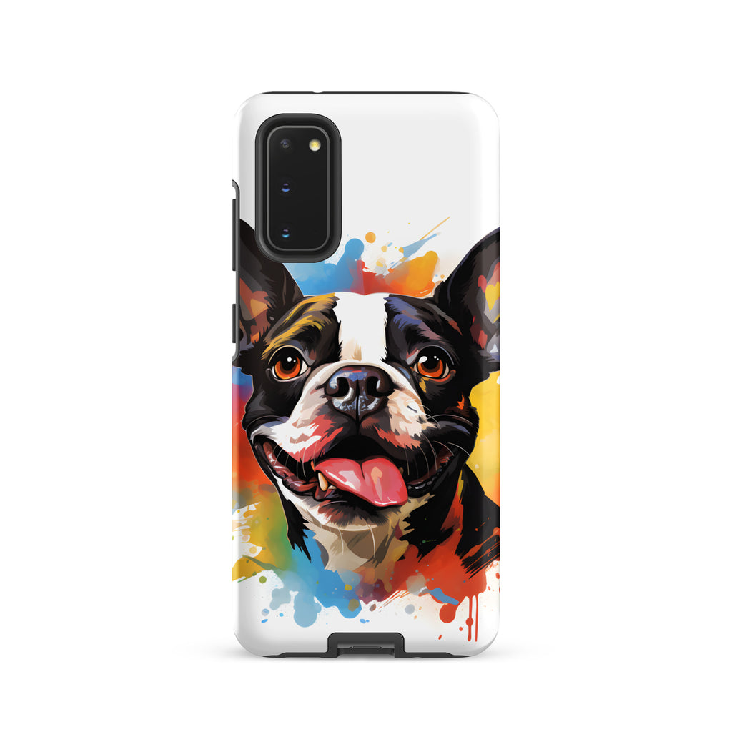 Colorful Playful Boston Terrier Dog Splash Art Tough case for Samsung