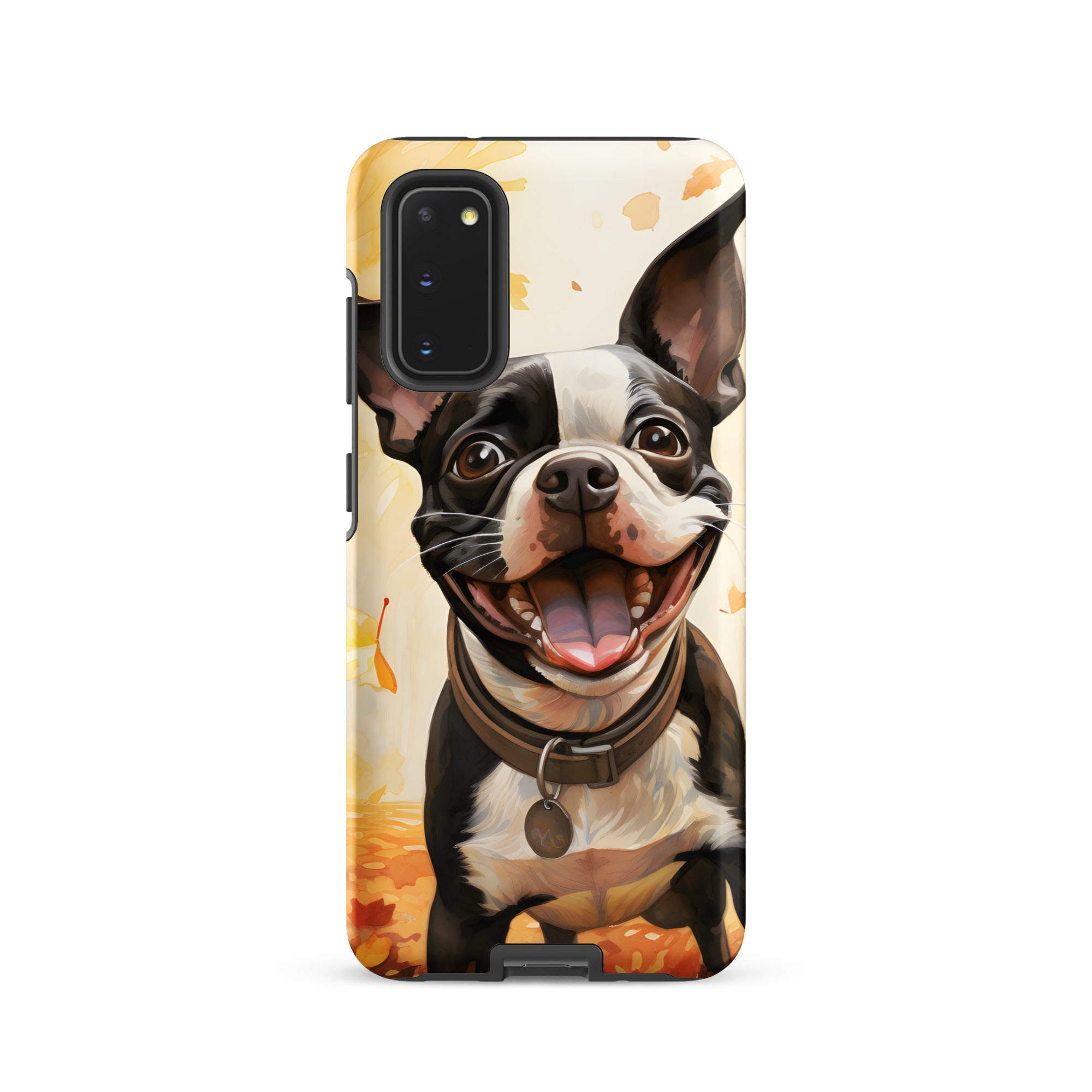 Cheerful Boston Terrier Dog Exploring A Park Watercolor Tough case for Samsung . Matte Samsung Galaxy S20