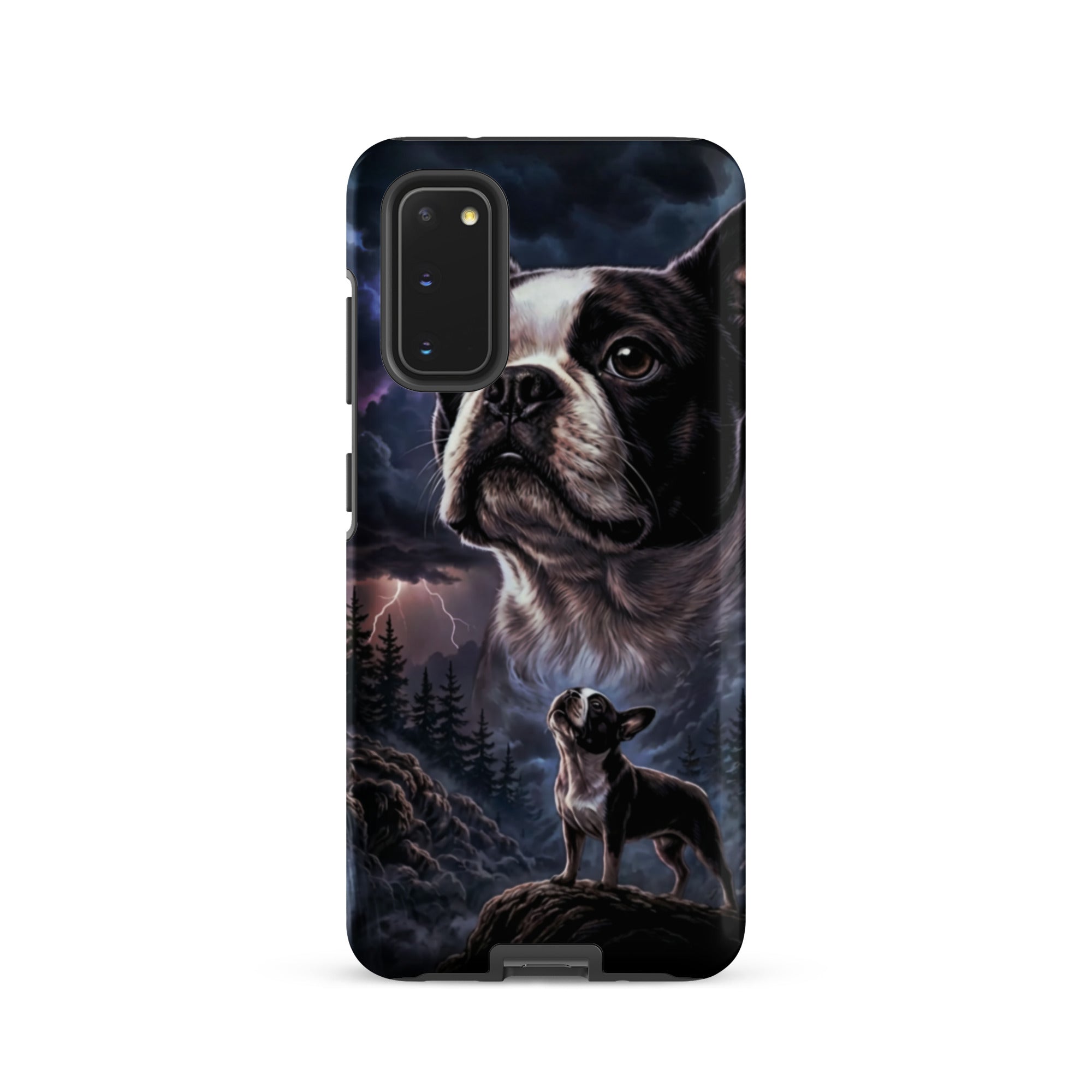 Storm Guardian – Majestic Boston Terrier Night Art Tough Case for Samsung . Matte Samsung Galaxy S20