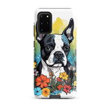 Boston Terrier Surrounded By Flowers Tough case for Samsung