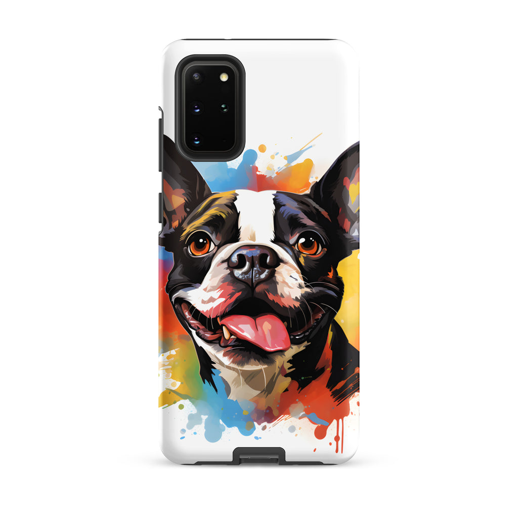 Colorful Playful Boston Terrier Dog Splash Art Tough case for Samsung
