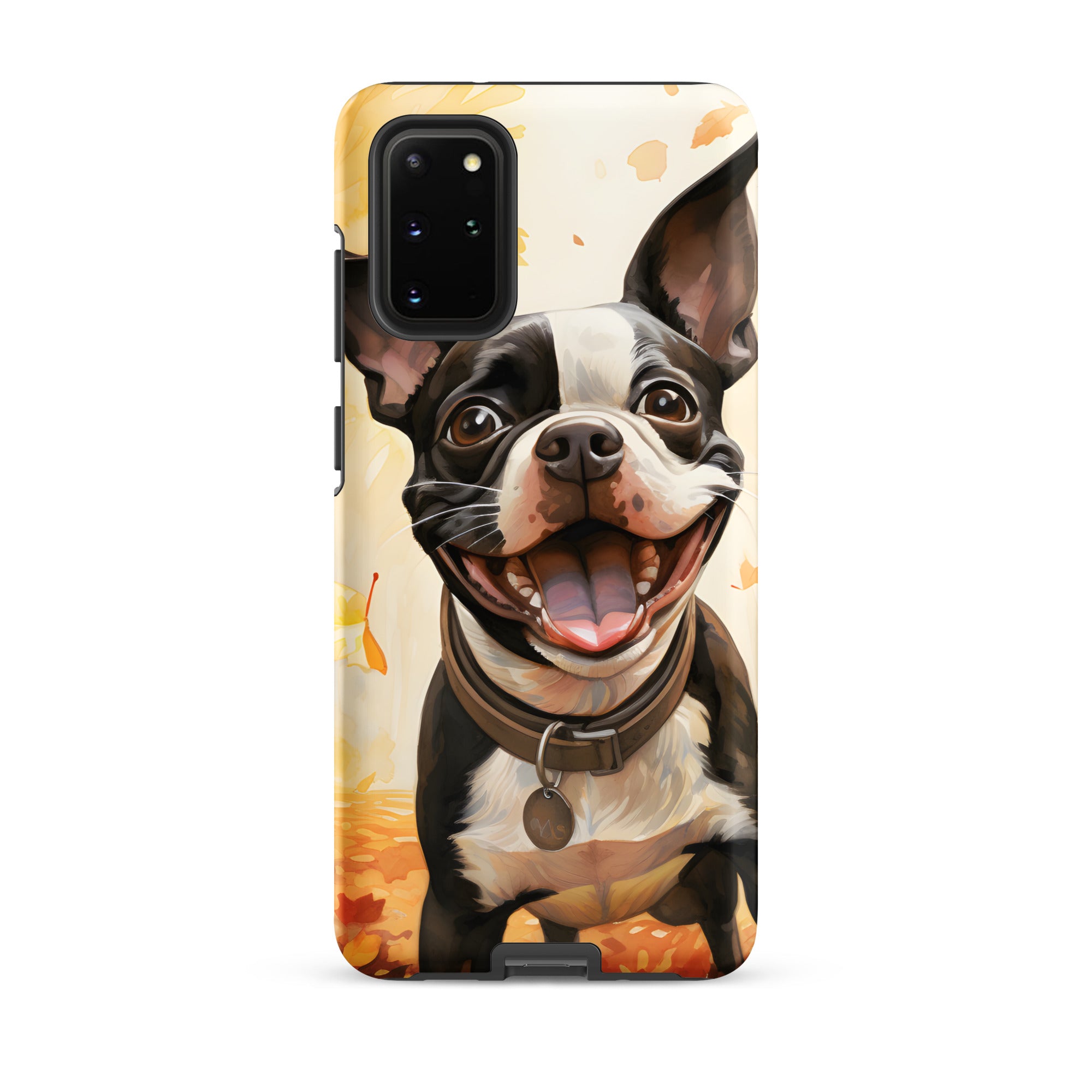Cheerful Boston Terrier Dog Exploring A Park Watercolor Tough case for Samsung . Matte Samsung Galaxy S20 Plus