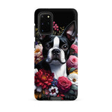 Floral Boston Terrier Dog Tough case for Samsung
