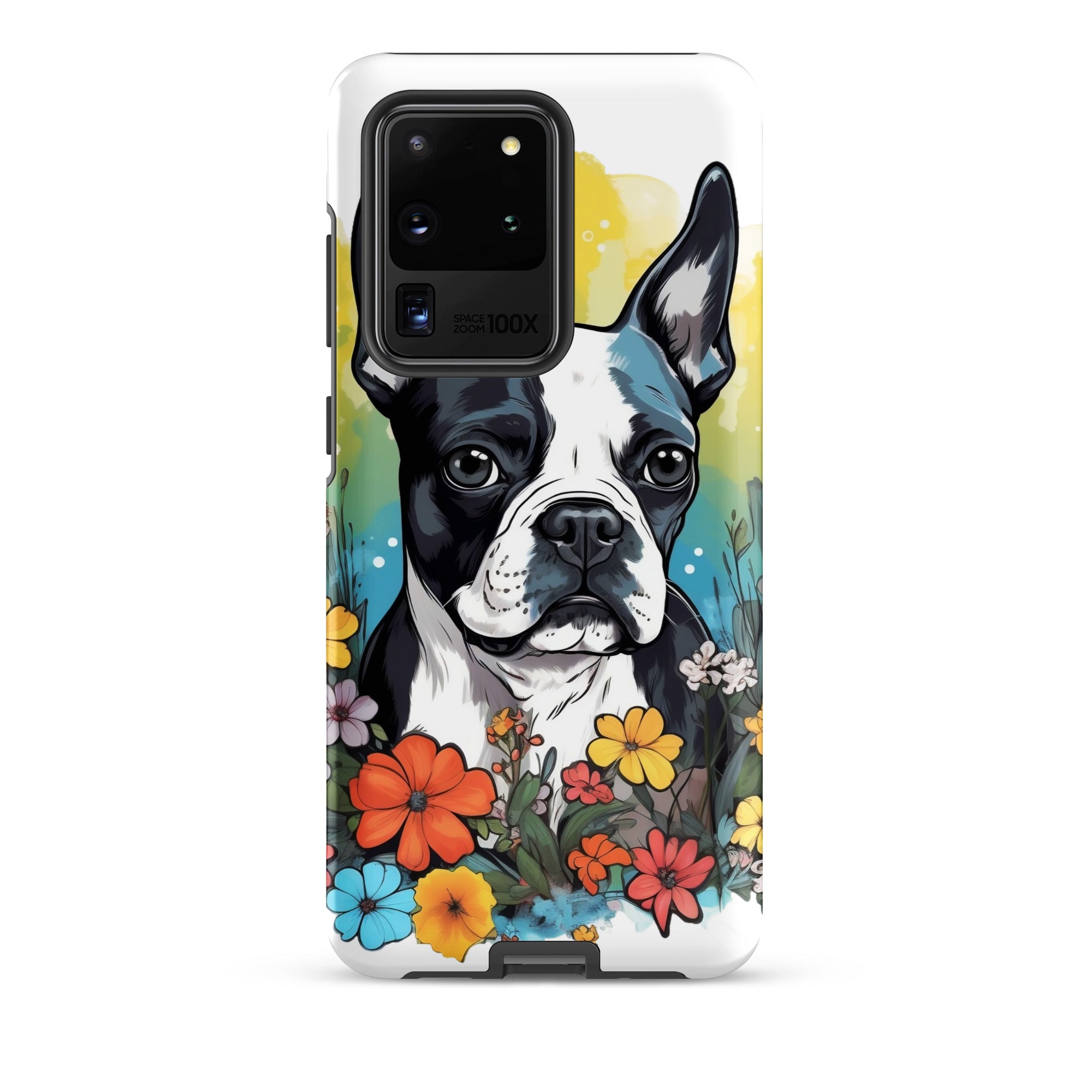 Boston Terrier Surrounded By Flowers Tough case for Samsung
