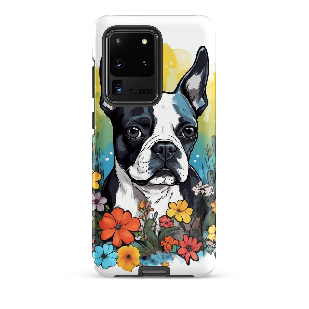 Boston Terrier Surrounded By Flowers Tough case for Samsung