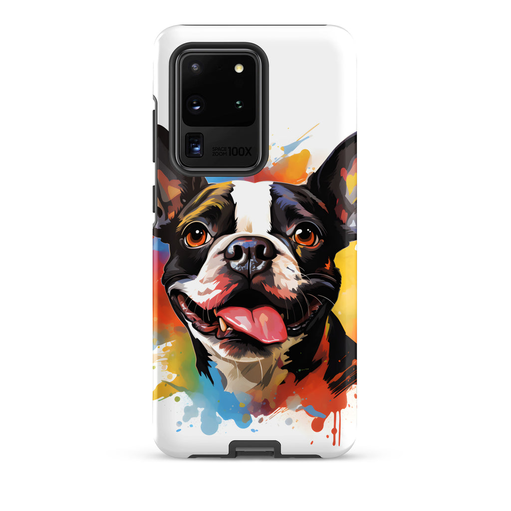 Colorful Playful Boston Terrier Dog Splash Art Tough case for Samsung