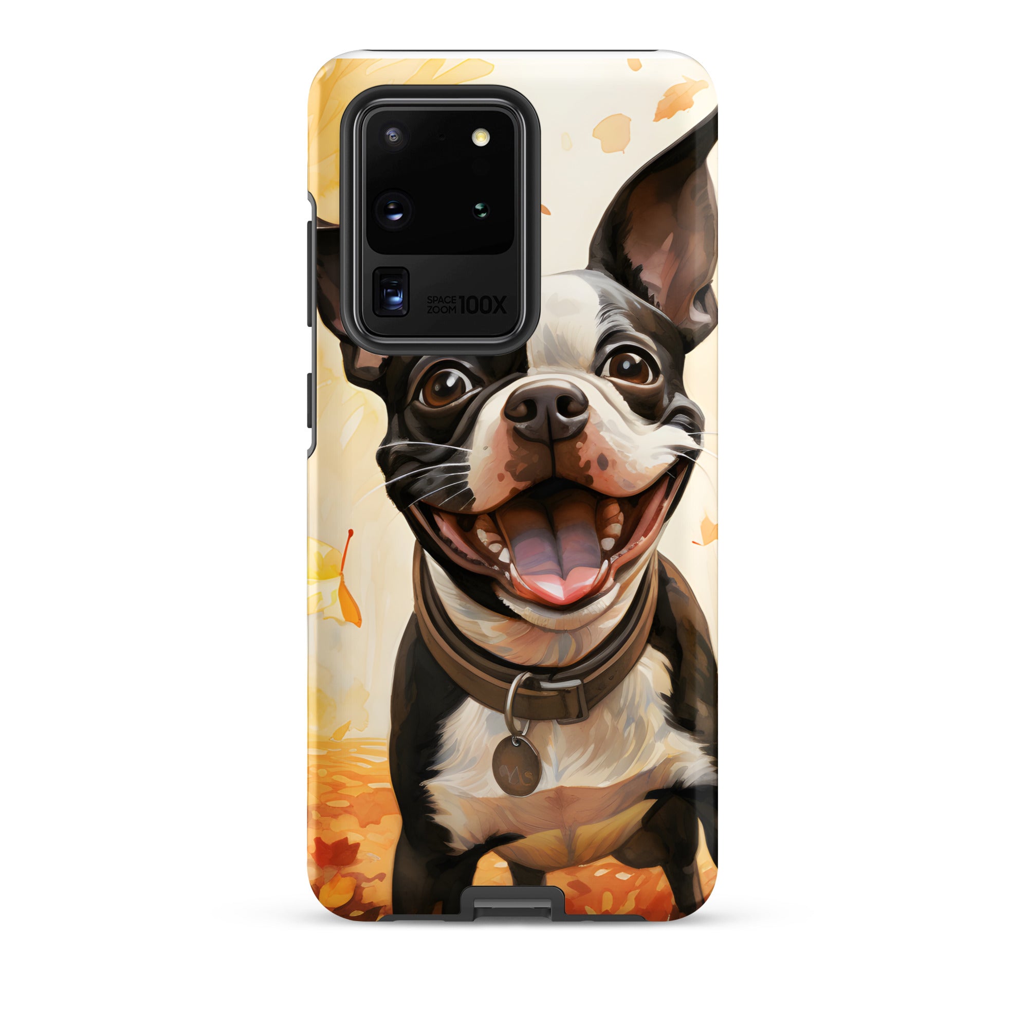 Cheerful Boston Terrier Dog Exploring A Park Watercolor Tough case for Samsung . Matte Samsung Galaxy S20 Ultra