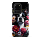 Floral Boston Terrier Dog Tough case for Samsung