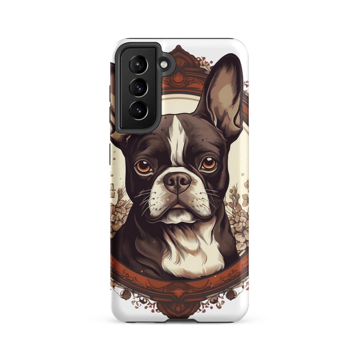 Vintage-Inspired Red Brown Boston Terrier Tough case for Samsung . Matte Samsung Galaxy S21 FE