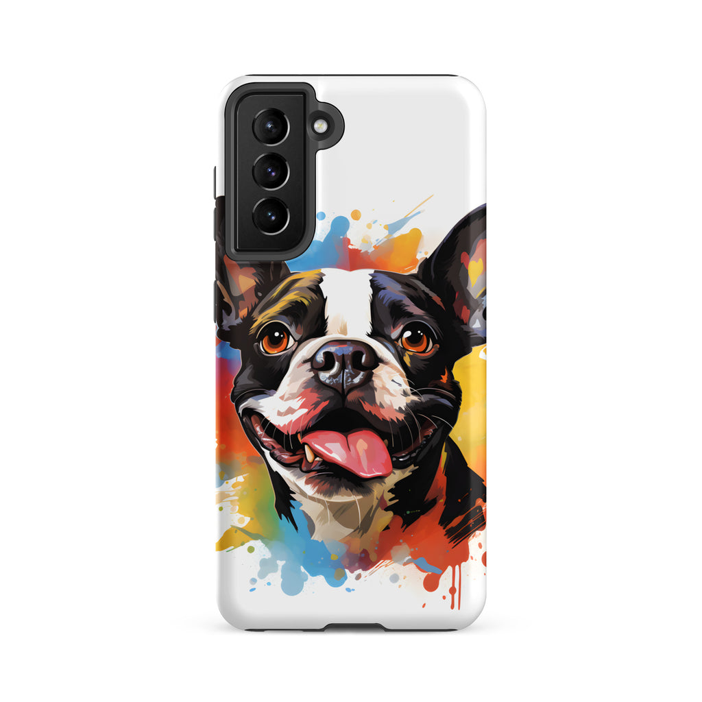 Colorful Playful Boston Terrier Dog Splash Art Tough case for Samsung