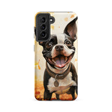 Cheerful Boston Terrier Dog Exploring A Park Watercolor Tough case for Samsung . Matte Samsung Galaxy S21 FE