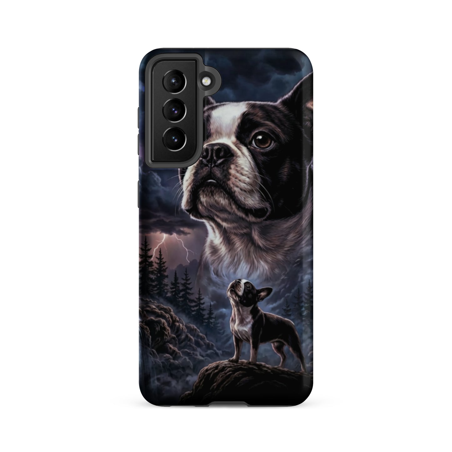 Storm Guardian – Majestic Boston Terrier Night Art Tough Case for Samsung . Matte Samsung Galaxy S21 FE