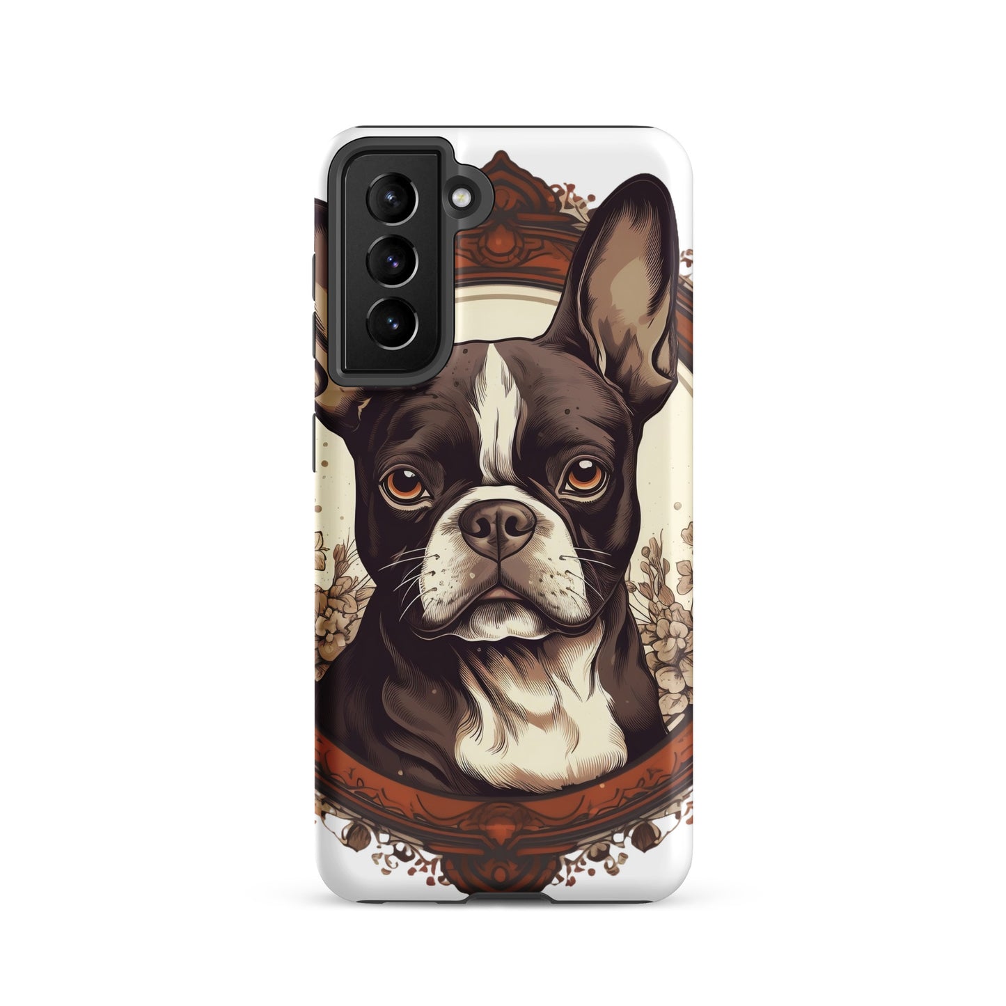 Vintage-Inspired Red Brown Boston Terrier Tough case for Samsung . Matte Samsung Galaxy S21