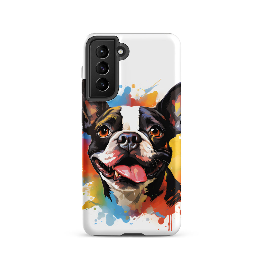 Colorful Playful Boston Terrier Dog Splash Art Tough case for Samsung