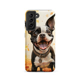 Cheerful Boston Terrier Dog Exploring A Park Watercolor Tough case for Samsung . Matte Samsung Galaxy S21