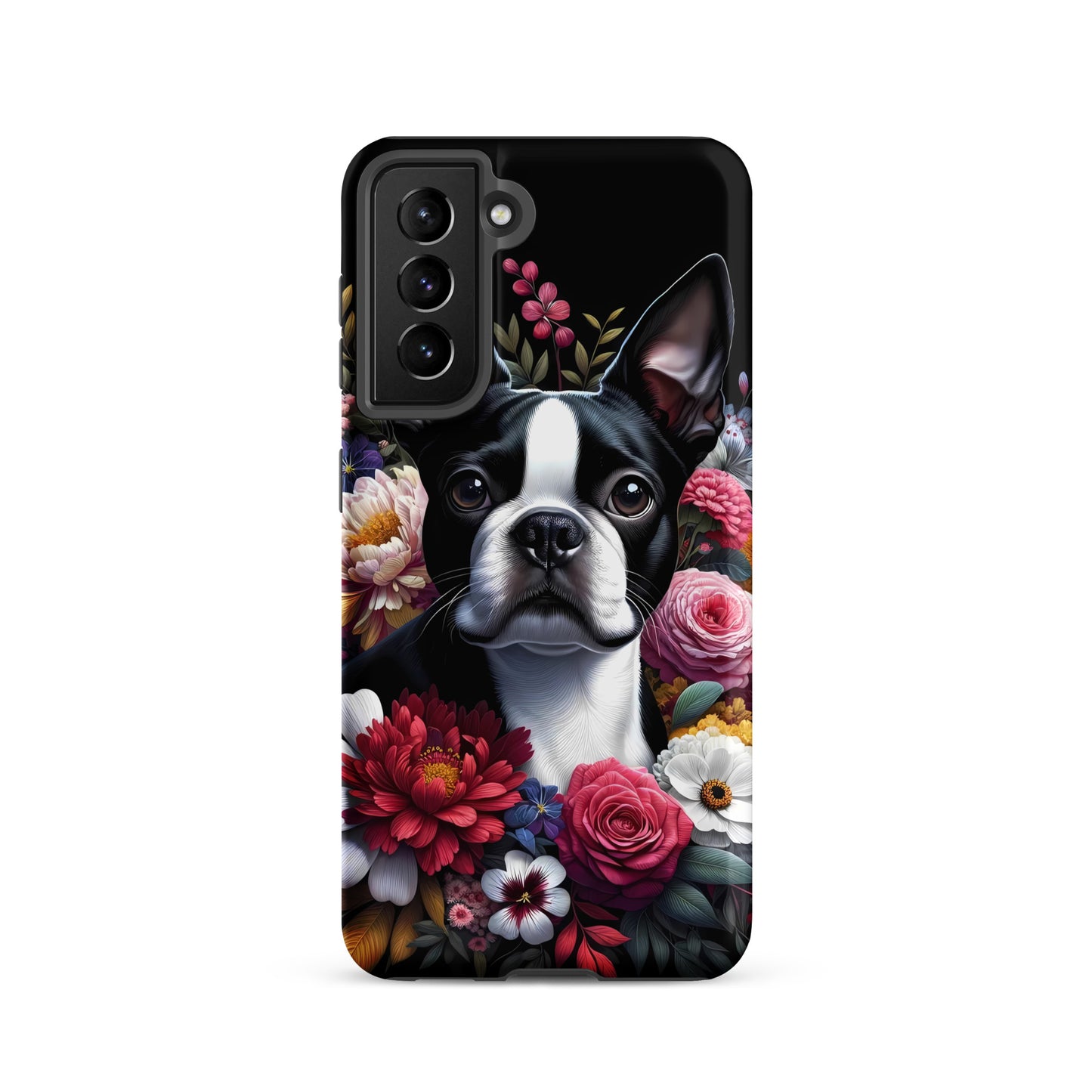 Floral Boston Terrier Dog Tough case for Samsung