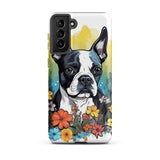 Boston Terrier Surrounded By Flowers Tough case for Samsung