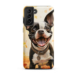 Cheerful Boston Terrier Dog Exploring A Park Watercolor Tough case for Samsung . Matte Samsung Galaxy S21 Plus