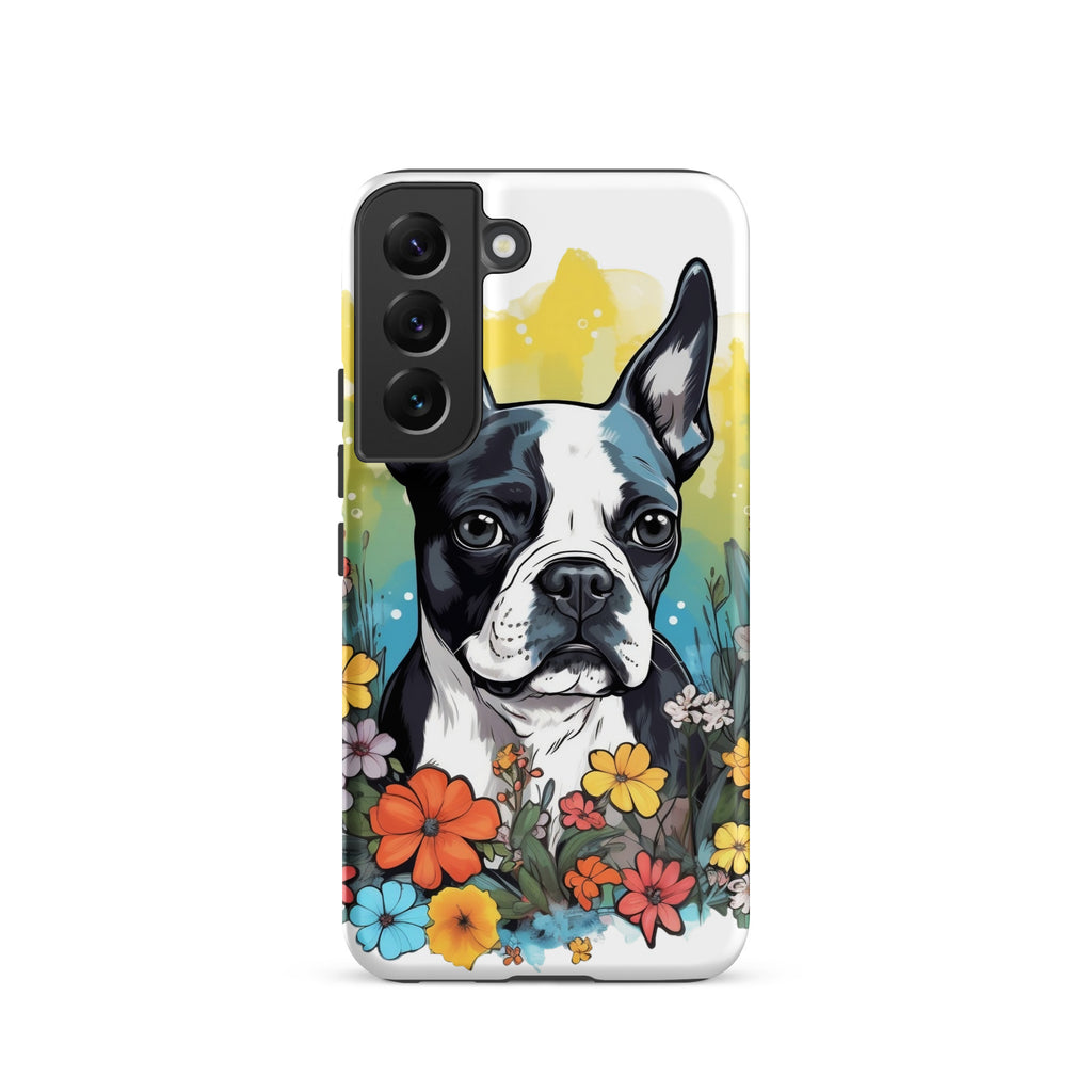 Boston Terrier Surrounded By Flowers Tough case for Samsung