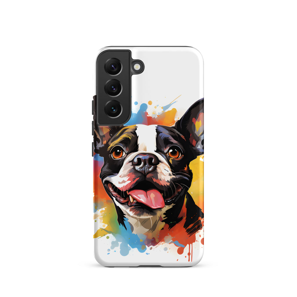 Colorful Playful Boston Terrier Dog Splash Art Tough case for Samsung